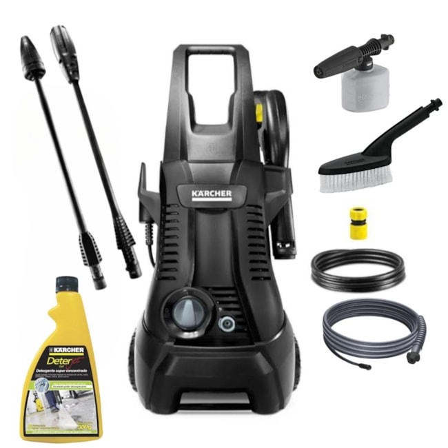 Kit Lavadora de Alta Pressão 1740 Libras 300L/H 1500W K2 PLUS TURBO com Detergente 500g Mangueira 3metros Auto Escova e Aplicador KARCHER-69d27456-b402-4299-b353-86cd91ccf2a5