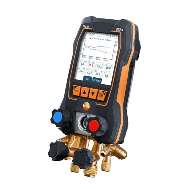 Kit Manifold Digital Bluetooth TH Sonda Medição Vácuo Temp 2 Pinça Cabo USB com 4 Mangueiras e Maleta TESTO 558s TESTO-1792ebb1-a999-4675-8931-68031bb36bda