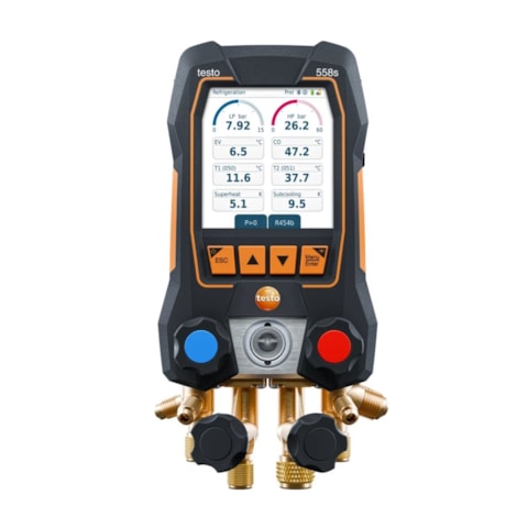Kit Manifold Digital Bluetooth TH Sonda Medidora Vácuo Temp 2 Pinça Cabo USB com 4 Mangueiras e Maleta TESTO 558s TESTO-6d2a8e4d-e464-4615-b6d2-490f53b17bda