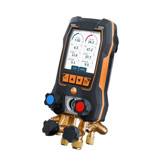 Kit Manifold Digital Bluetooth TH Sonda Medidora Vácuo Temp 2 Pinça Cabo USB com 4 Mangueiras e Maleta TESTO 558s TESTO-9309c8e0-ba77-407a-9559-56bb4ec5a27c