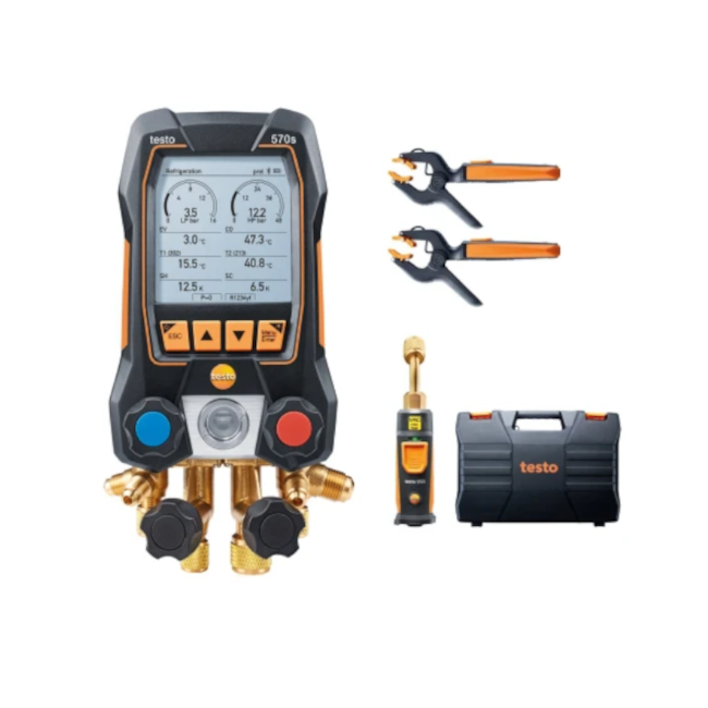 Kit Manifold Digital Inteligente com Sonda de Vácuo e Temperatura Sem Fio com Pinça e Maleta 570s TESTO-10272121-c316-4bf1-883d-e939f78ee5d2