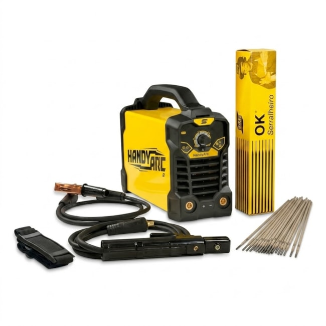 Kit Máquina de Solda 160A 220V Inversora ESAB HandyArc 162I + Eletrodo 3,25mm 5kg E6013 OK Serralheiro-86771e45-9f8d-4950-8be7-f75c77372618