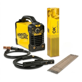 Kit Máquina de Solda Inversora 130A 110/220V ESAB HandyArc + Eletrodo OK Serralheiro 2,50mm 5kg E6013