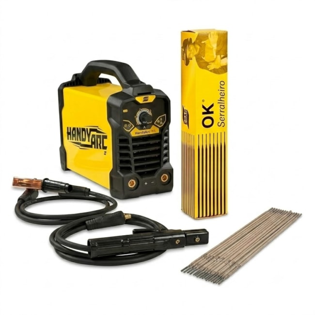 Kit Máquina de Solda Inversora ESAB HandyArc 142i 220V + Eletrodo 2,50mm 5kg OK Serralheiro-ea4618f3-5642-4ed3-a0c1-ccec4c93f7a8