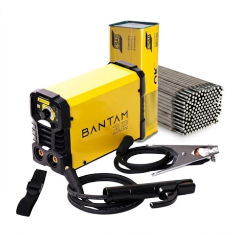 Kit Máquina de Solda Inversora Portátil ESAB Bantam 3.2 160A Bivolt + Eletrodo OK 46.00 3,25mm