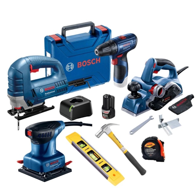 Kit Marceneiro com Lixadeira Orbital + Serra Tico-Tico + Plaina + Furadeira Parafusadeira + Acessórios BOSCH-3eb95570-91fe-45fc-84d9-605b8b62a4e4