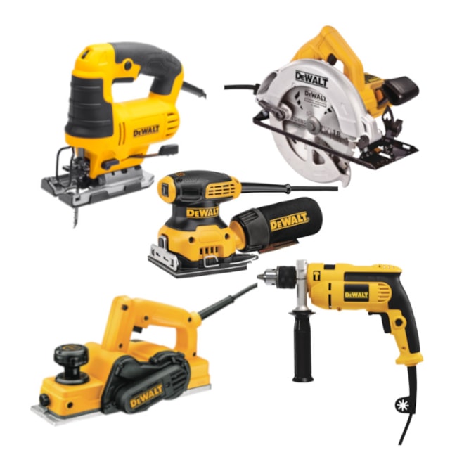Kit Marceneiro Furadeira de Impacto + Serra Tico Tico + Lixadeira Orbital + Serra Circular + Plaina 110V DEWALT-d43fa174-0e87-4189-8abf-3a103124554d