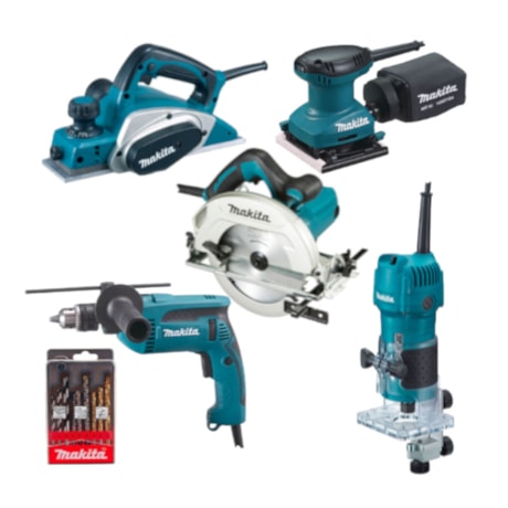 Kit Marceneiro Tupia para Laminados + Plaina + Serra Circular + Lixadeira Orbital + Furadeira de Impacto MAKITA-1ad2ad05-e174-4a20-ac89-e7b3b694eddd