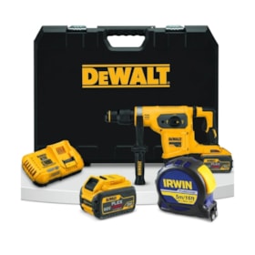 Kit Martelete Perfurador DCH481X2 DEWALT 60V 2 Baterias 9.0Ah Carregador 220V e Maleta + Trena Manual 5 Metros IW13950 IRWIN