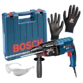 Kit Martelete Perfurador Rompedor 24mm 820W com Óculos e Luva de Segurança GBH2-24D BOSCH