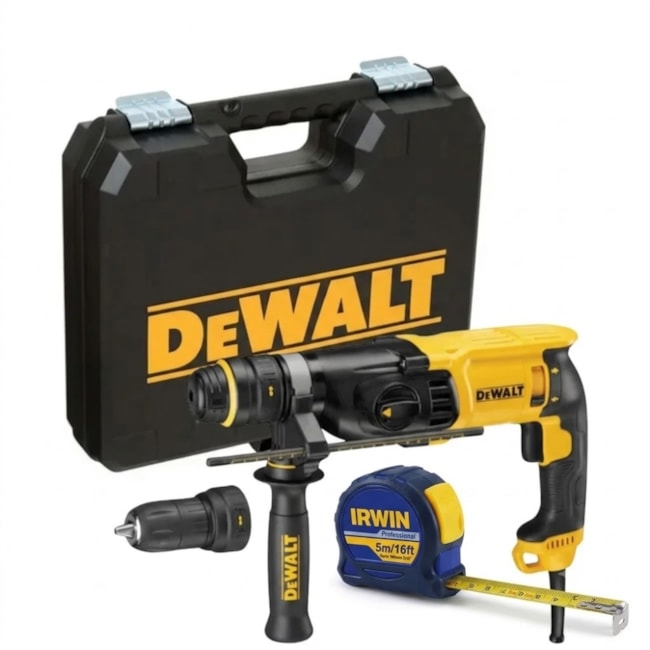 Kit Martelete Perfurador Rompedor D25134K DEWALT 800W com Mandil e Maleta + Trena Manual 5 Metros IW13950 IRWIN-6a2690fd-1bb6-4874-b9cc-00758253a376