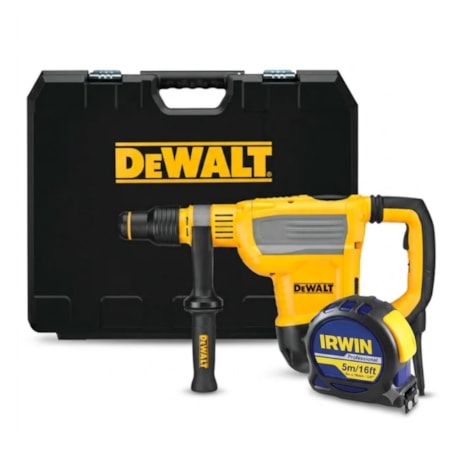 Kit Martelete Perfurador Rompedor D25614K DEWALT SDS MAX 1350W 220V com Maleta + Trena Manual 5 Metros IW13950 IRWIN