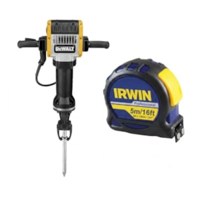 Kit Martelo Demolidor 2100W 220V DEWALT D25980 + Trena Manual Irwin IW13950 5 Metros