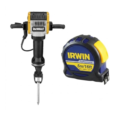 Kit Martelo Demolidor 2100W 220V DEWALT D25980 + Trena Manual Irwin IW13950 5 Metros