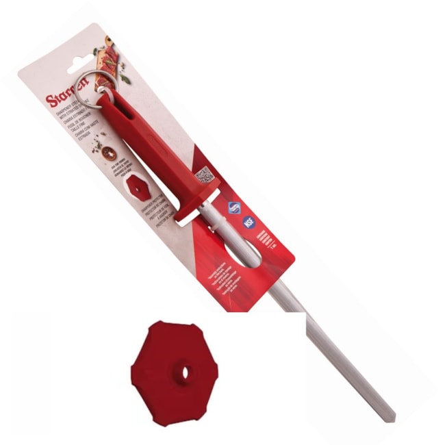 Kit para Churrasco com 3 Facas 1 Chaira e 1 Pedra de Afiar Cabo Vermelho BKK-6R STARRETT-7fb3310d-b06c-48dc-a99a-1da28fb653af