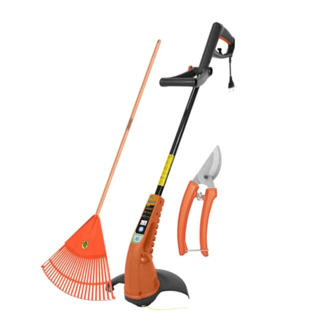 Kit para Jardinagem Aparador de Grama 1500W AP1500T 79634153 TRAMONTINA + Tesoura para Poda + Vassoura Plástica
