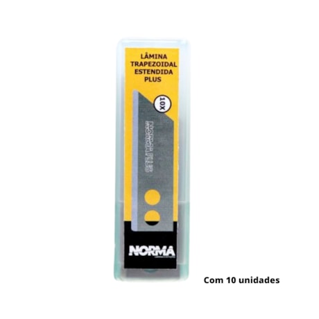 Lâmina 18mm Entendida Trapezoidal para Estilete com 10 Peças 3.30.00.210 PLUS NORMA