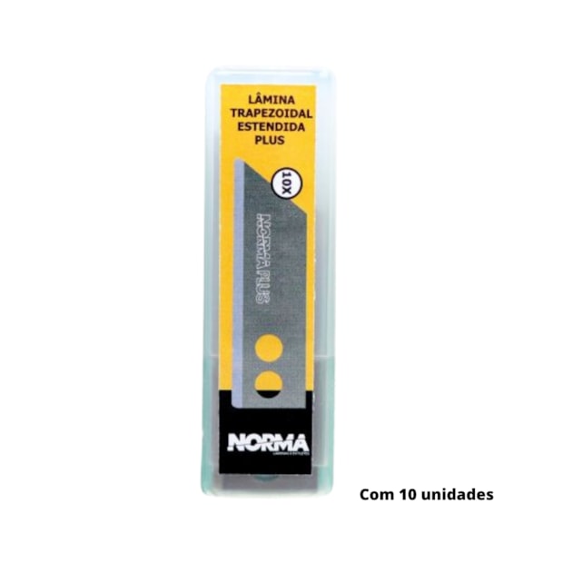 Lâmina 18mm Entendida Trapezoidal para Estilete com 10 Peças 3.30.00.210 PLUS NORMA-18e667bf-db70-41e3-85be-7e0cd2821d4a