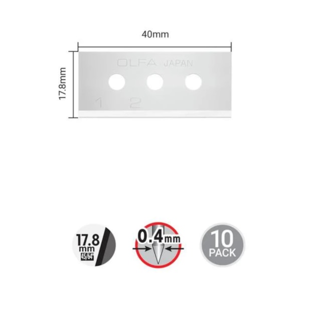 Lâmina de Segurança 17,8mm para Estilete Bico de Pato com 10 Lâminas SKB-10/10B OLFA-7d3a5943-cbc1-4fd3-980a-6fc6b989e866