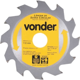 Lâmina de Serra Circular com 12 Dentes 110X20 4675110120 VONDER