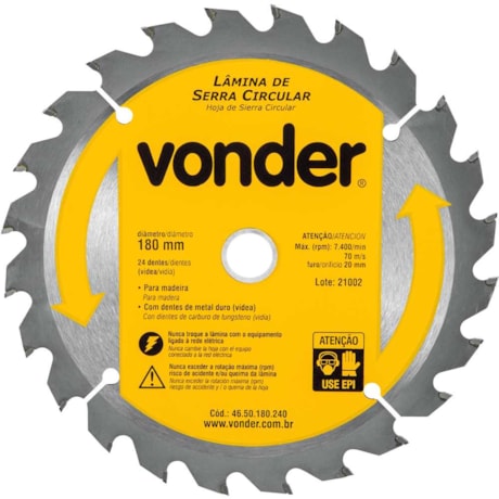 Lâmina de Serra Circular com 24 Dentes 180x20 4650180240 VONDER-1b87db98-9be0-47f9-9fc4-be144ef07314