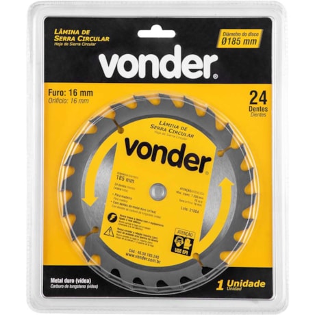 Lâmina de Serra Circular com 24 Dentes 185X16 4650185240 VONDER-4cb5e6a2-69da-41df-b07a-0e799ea94ac4