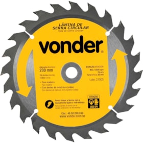 Lâmina de Serra Circular com 24 Dentes 200x30 4650200240 VONDER