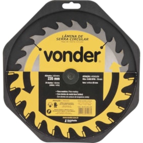 Lâmina de Serra Circular com 24 Dentes 235x25 4650235240 VONDER