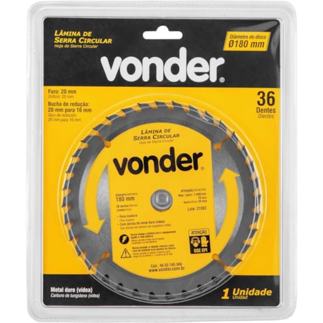 Lâmina de Serra Circular com 36 Dentes 180X20 4650180360 VONDER-bab08e2f-8ce6-4708-8bd6-b979384371b4