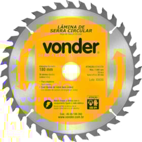 Lâmina de Serra Circular com 36 Dentes 180X20 4650180360 VONDER