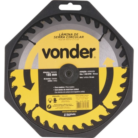 Lâmina de Serra Circular com 36 Dentes 185X16 4650185360 VONDER-e6c35340-520b-4e9a-ace4-a851f051fcfd