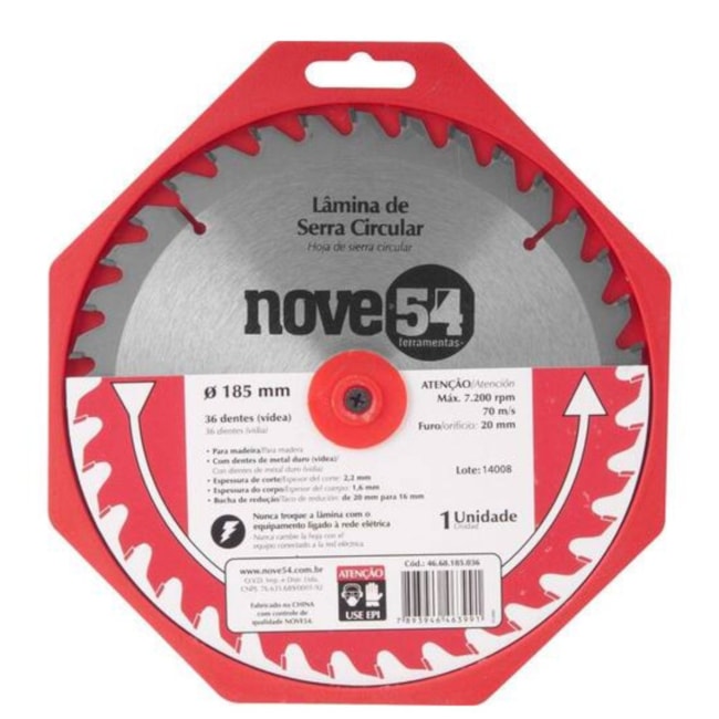Lâmina de Serra Circular com 36 Dentes 185x20 4668185036 NOVE54-51255dda-dca7-4f0f-a6a4-d64f83aa9116