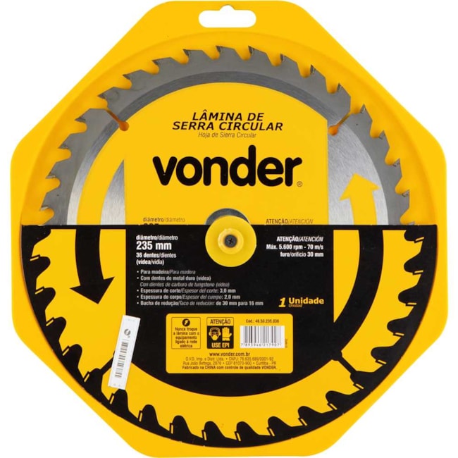 Lâmina de Serra Circular com 36 Dentes 235x30 4650235036 VONDER-976c5f43-295b-448d-9c1e-5807a52bbb1d