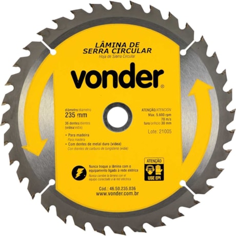 Lâmina de Serra Circular com 36 Dentes 235x30 4650235036 VONDER-0bbbc9e4-fd0c-4c55-9673-8d79f47b36c2