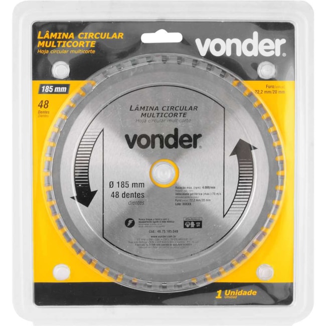 Lâmina de Serra Circular com 48 Dentes 185x1.1 4675185048 VONDER-a8a81131-f303-441b-b294-dbec253d1355