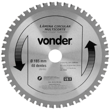 Lâmina de Serra Circular com 48 Dentes 185x1.1 4675185048 VONDER-4f7667b4-29eb-4dd8-806d-b301407b649d
