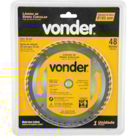 Lâmina de Serra Circular com 48 Dentes 185X20 4650185048 VONDER