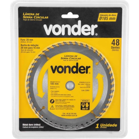 Lâmina de Serra Circular com 48 Dentes 185X20 4650185048 VONDER-1cc8dbfe-1d29-4c3a-afd3-36bc49a3041d