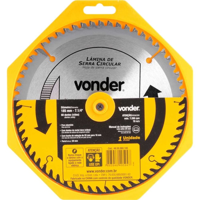Lâmina de Serra Circular com 60 Dentes 185X20 4650060185 VONDER-6dcc6c8d-d76b-4d13-937b-1d50d7d5e154