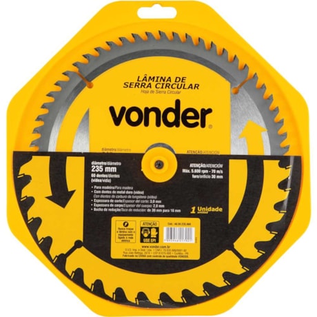Lâmina de Serra Circular com 60 Dentes 235x30 4650235060 VONDER-be30789c-6998-436d-95cd-39d1f8715cb9