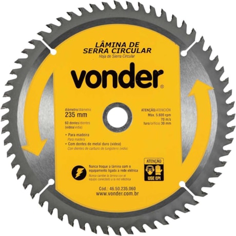 Lâmina de Serra Circular com 60 Dentes 235x30 4650235060 VONDER-58434a7e-6d6b-47d3-b260-83229eb55e07