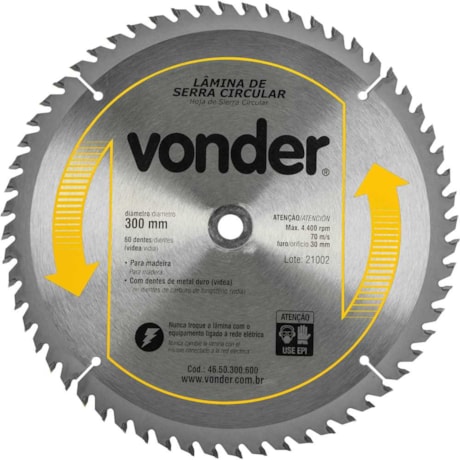 Lâmina de Serra Circular com 60 Dentes 300X30 4650300600 VONDER