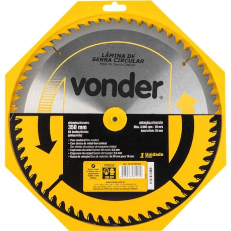 Lâmina de Serra Circular com 60 Dentes 350X30 4650350600 VONDER-a3e733f0-c87e-489e-8ab2-67dd7364a3df