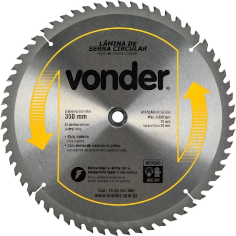 Lâmina de Serra Circular com 60 Dentes 350X30 4650350600 VONDER-72830894-a1ce-4dc1-8fd6-37b996fe0521