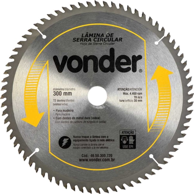 Lâmina de Serra Circular com 72 Dentes 300x30 4650300720 VONDER-7161f91e-75e4-4cce-be01-6533b801dd50