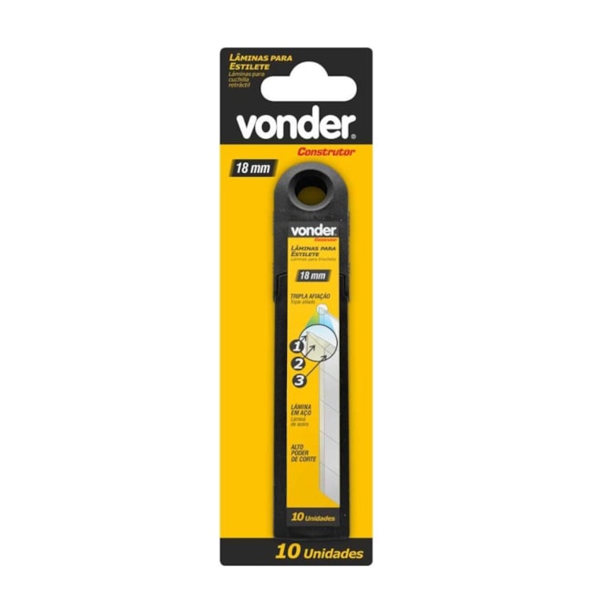 Lâmina Estilete 18mm Cartela com 10 peças 3599181000 VONDER-65165f65-379f-4fa1-8814-20fb8aaad588