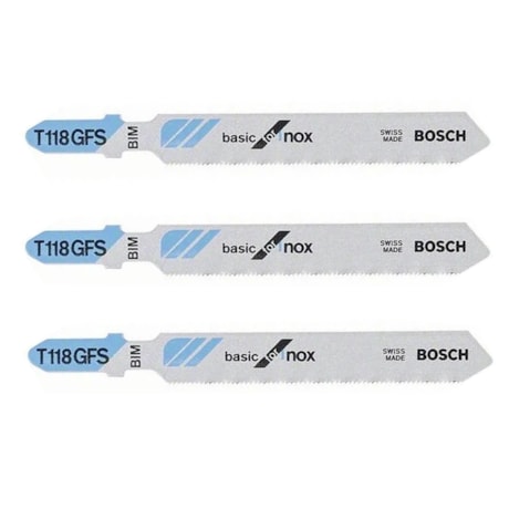 Lâminas de Serra Tico Tico Bimetal 57 mm para Aço Inoxidável 3 Peças T118GFS 2608636664 BOSCH