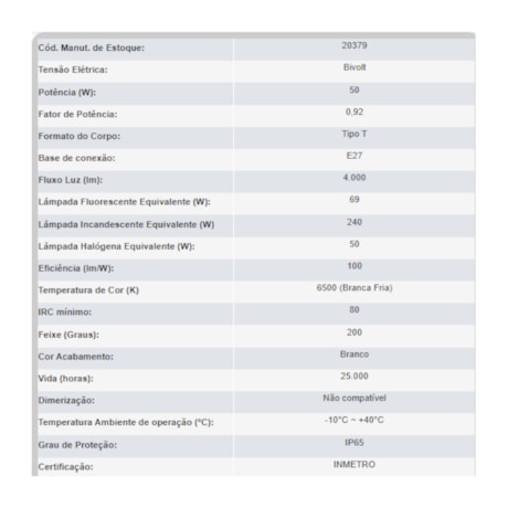 Lâmpada de Led Bulbo HO 50W E27 6500K Bivolt Super Led de Alta Potência OUROLUX-b54243f9-ea01-4a43-a440-2908f18b2ed8