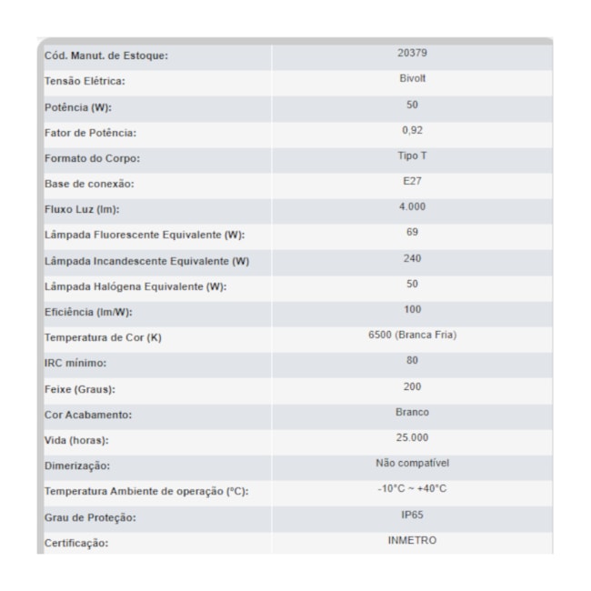Lâmpada de Led Bulbo HO 50W E27 6500K Bivolt Super Led de Alta Potência OUROLUX-b2ae4ec0-5439-4588-9639-7d81210d87a6