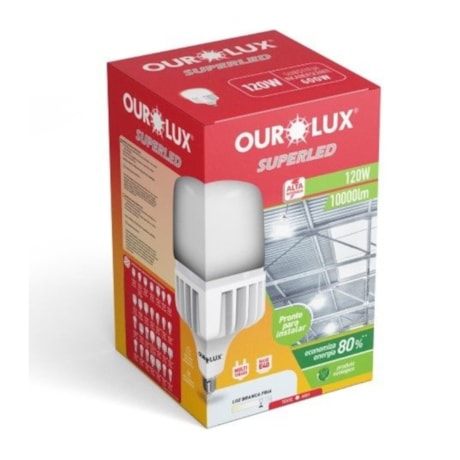 Lâmpada Superled Alta Potência Bulbo HO 120W E40 6500K Bivolt OUROLUX